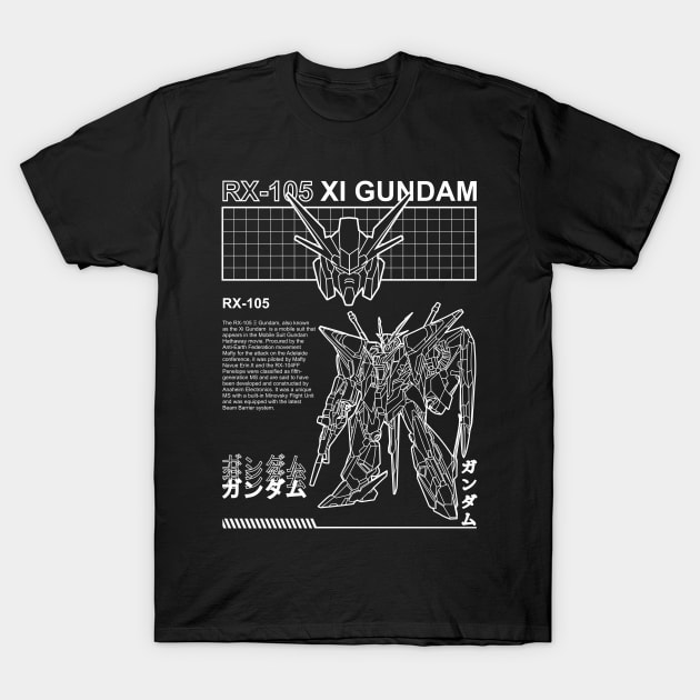 RX 105 XI GUNDAM BLACK WHITE STREETWEAR SHIRT T-Shirt by Gundam Artwork